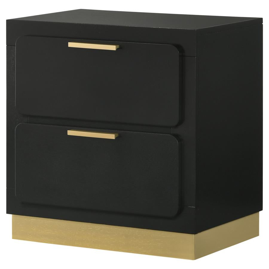 Caraway 2-Drawer Nightstand Bedside Table Black