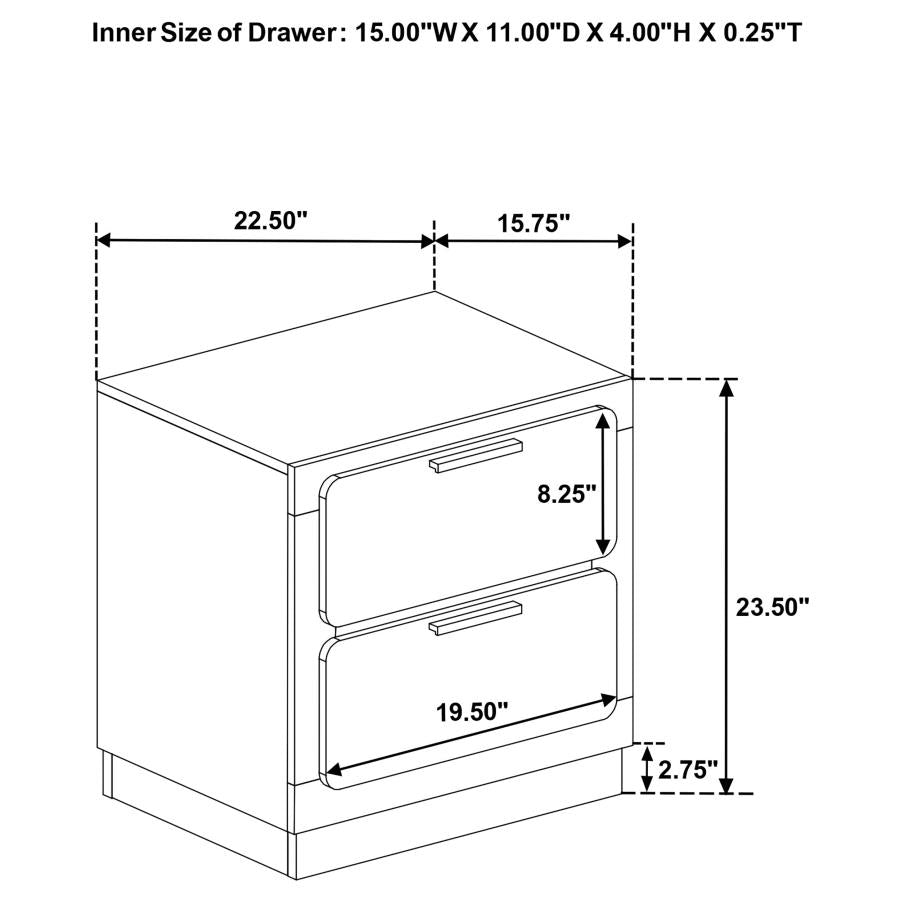 Caraway 2-Drawer Nightstand Bedside Table Black