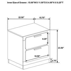 Caraway 2-Drawer Nightstand Bedside Table Black