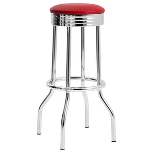 CoasterEveryday Theodore Upholstered Top Bar Stools Red And Chrome (Set Of 2)