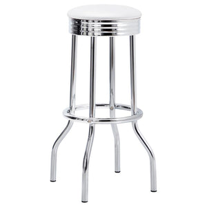 CoasterEveryday Theodore Upholstered Top Bar Stools White And Chrome (Set Of 2)