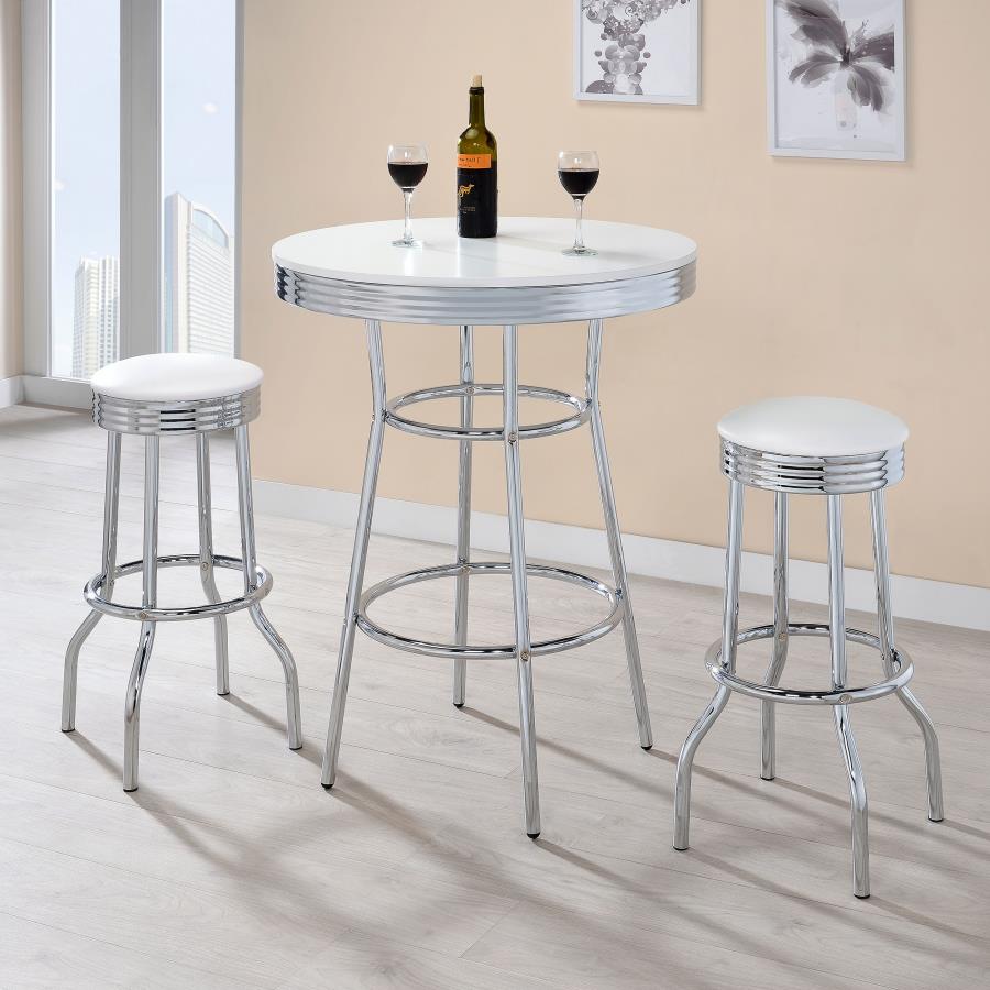 CoasterEveryday Theodore Upholstered Top Bar Stools White And Chrome (Set Of 2)