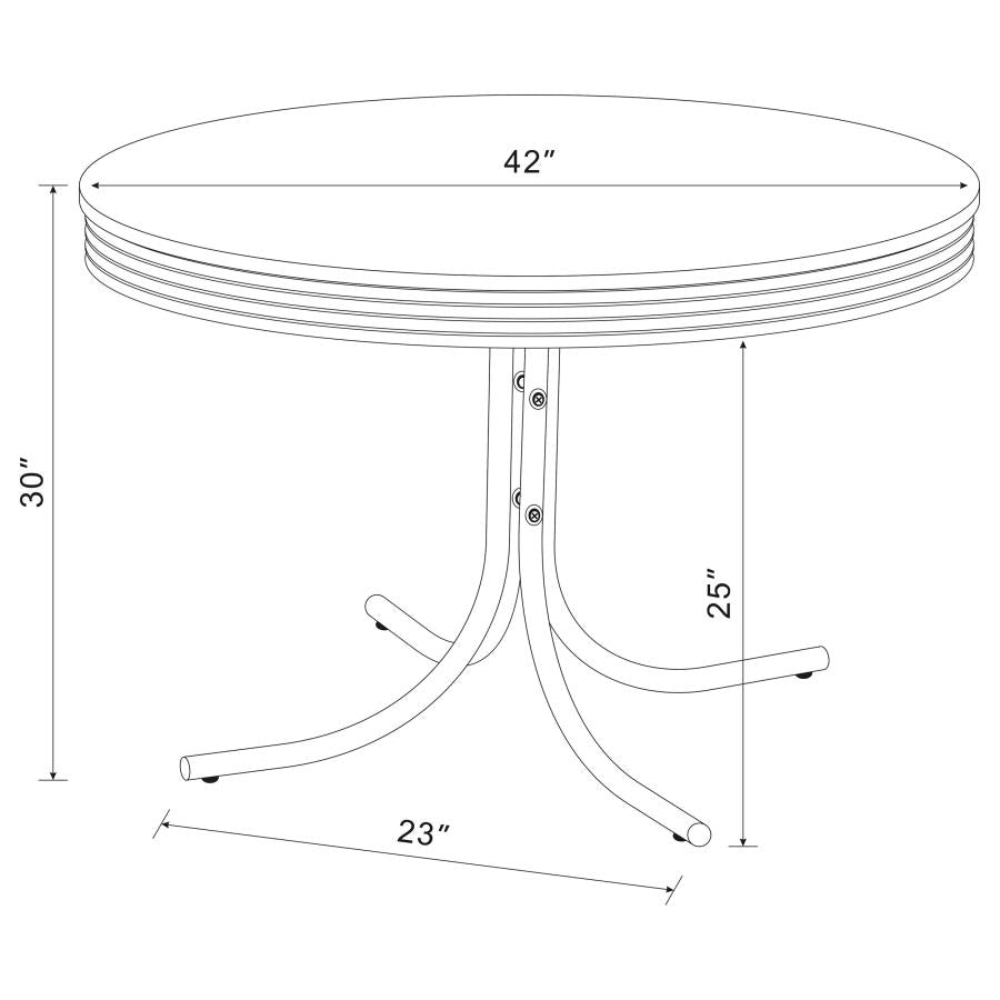 CoasterEveryday Retro Round Dining Table Glossy White And Chrome