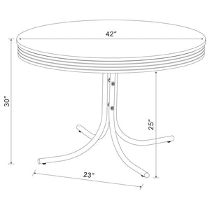 CoasterEveryday Retro Round Dining Table Glossy White And Chrome