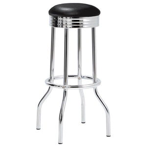 CoasterEveryday Theodore Upholstered Top Bar Stools Black And Chrome (Set Of 2)