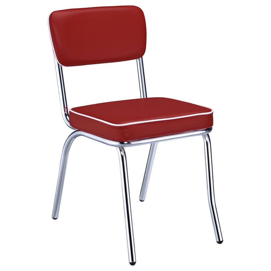 CoasterEveryday Retro Open Back Side Chairs Red And Chrome (Set Of 2)