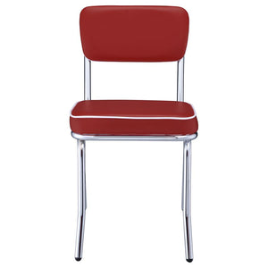 CoasterEveryday Retro Open Back Side Chairs Red And Chrome (Set Of 2)