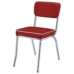 CoasterEveryday Retro Open Back Side Chairs Red And Chrome (Set Of 2)