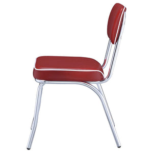 CoasterEveryday Retro Open Back Side Chairs Red And Chrome (Set Of 2)