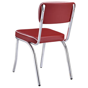 CoasterEveryday Retro Open Back Side Chairs Red And Chrome (Set Of 2)