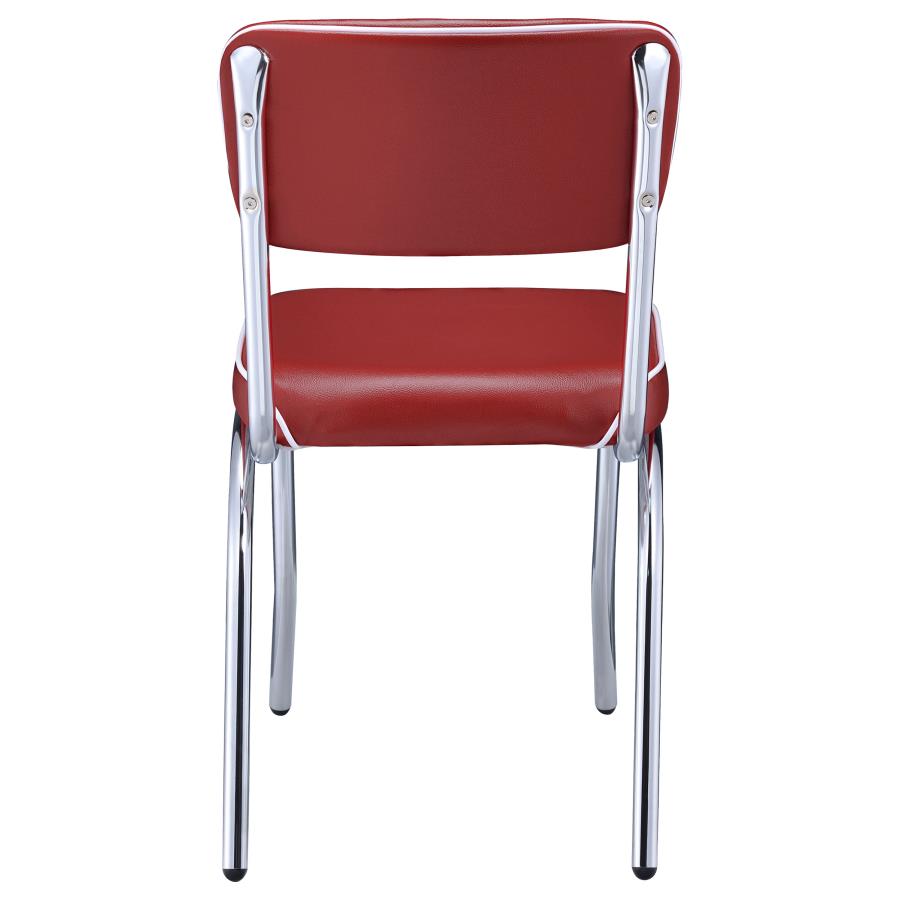 CoasterEveryday Retro Open Back Side Chairs Red And Chrome (Set Of 2)