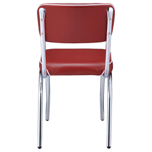 CoasterEveryday Retro Open Back Side Chairs Red And Chrome (Set Of 2)