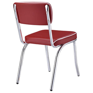 CoasterEveryday Retro Open Back Side Chairs Red And Chrome (Set Of 2)