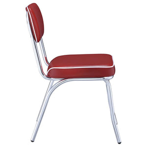 CoasterEveryday Retro Open Back Side Chairs Red And Chrome (Set Of 2)