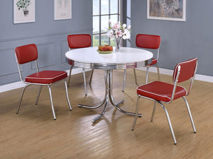 CoasterEveryday Retro Open Back Side Chairs Red And Chrome (Set Of 2)