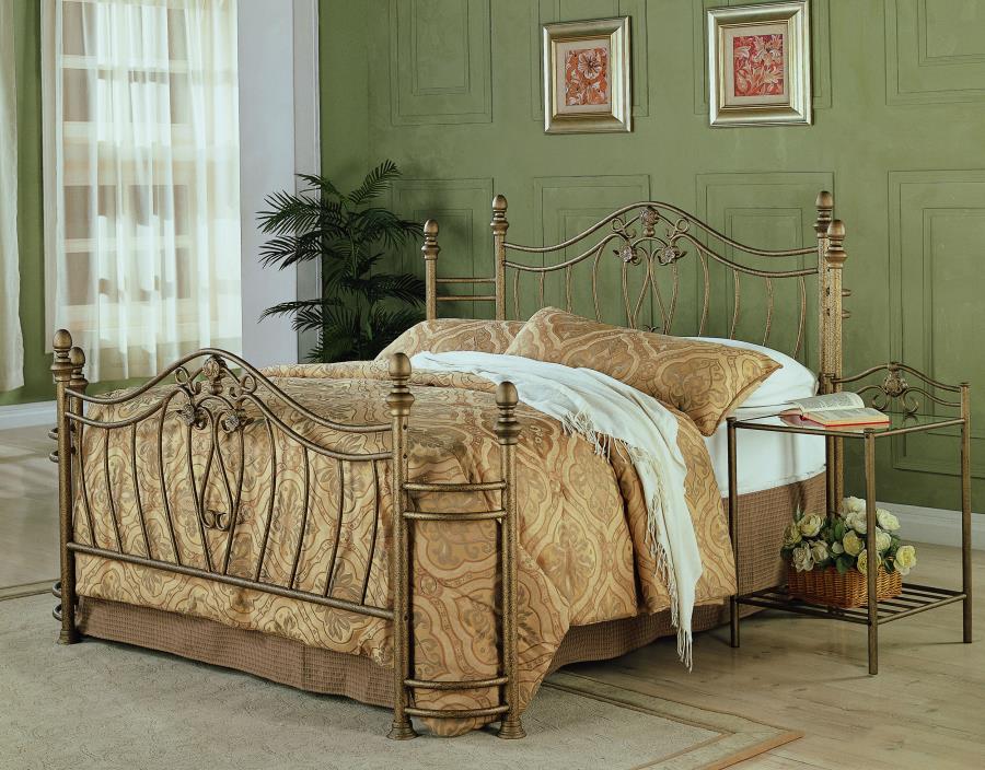 CoasterEssence Sydney Bed Antique Brushed Gold