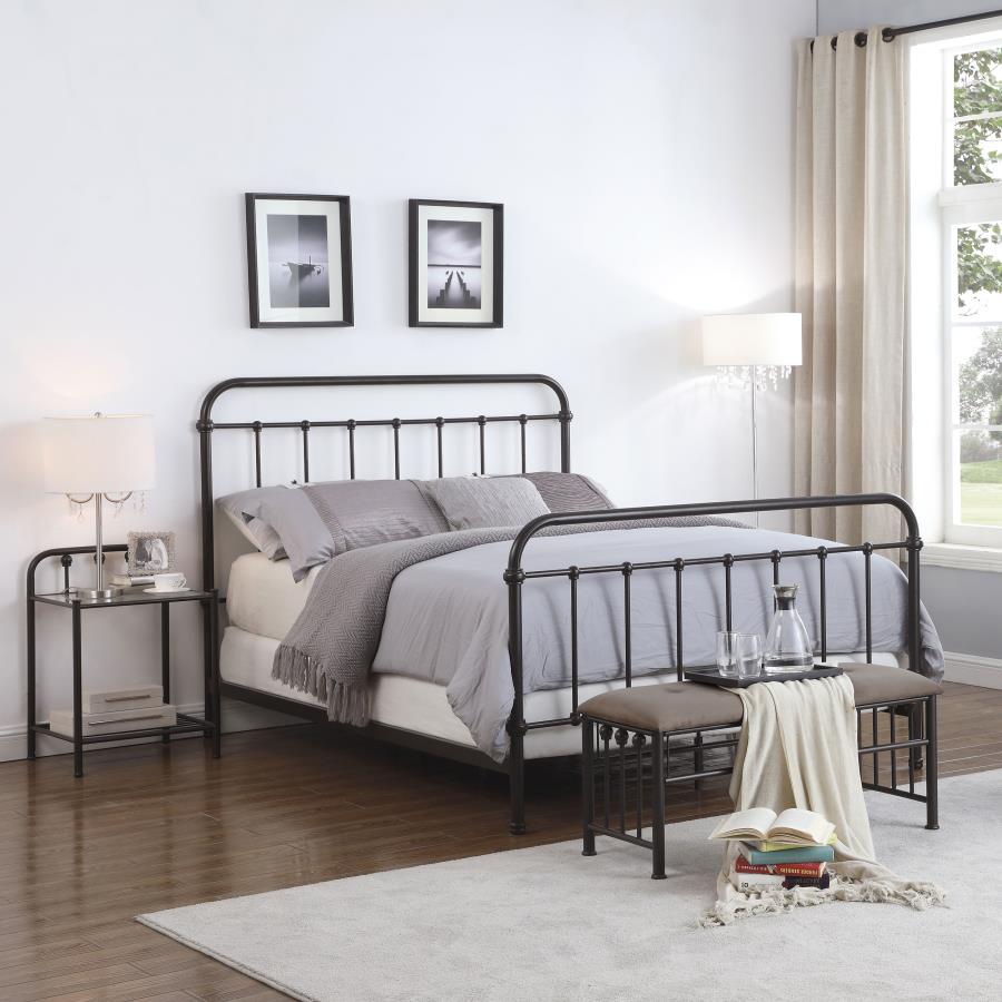 CoasterEssence Livingston Panel Metal Bed Dark Bronze