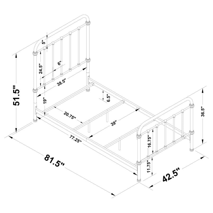 CoasterEssence Livingston Panel Metal Bed Dark Bronze