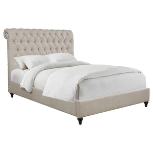 CoasterEssence Devon Tufted Upholstered Bed Beige