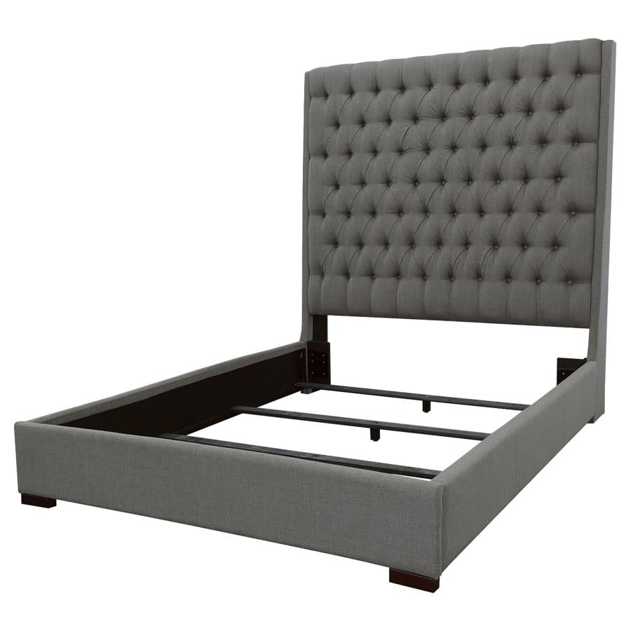 CoasterEssence Camille Tall Tufted Bed Grey