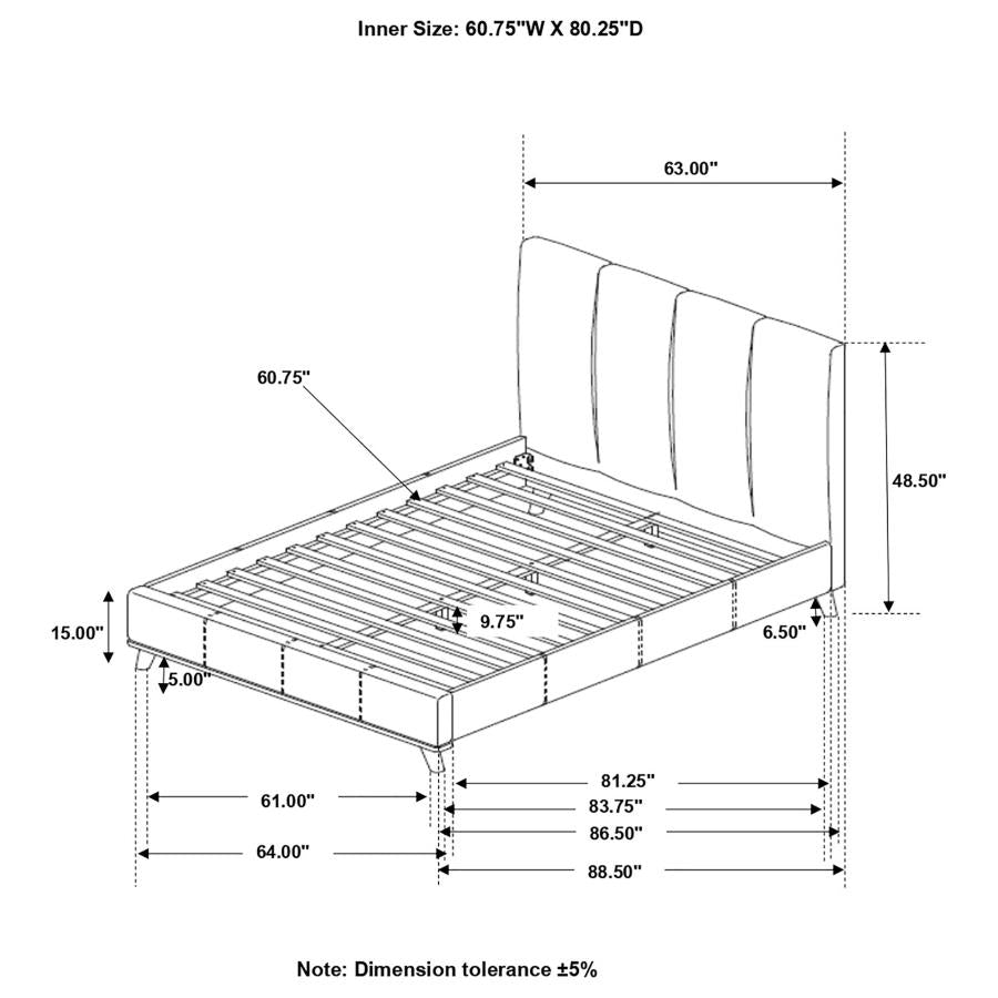 CoasterEssence Charity Upholstered Bed Blue