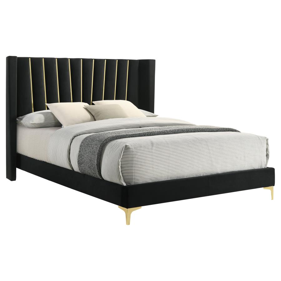 Kendall Upholstered Tufted Panel Bed Black