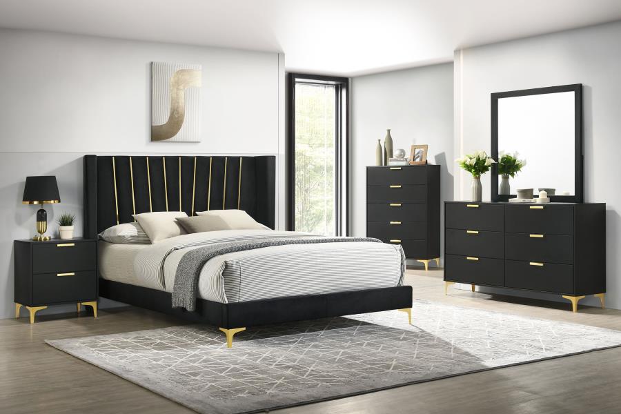 Kendall Upholstered Tufted Panel Bed Black