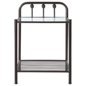 CoasterEveryday Livingston 1-Shelf Nightstand With Glass Top Dark Bronze