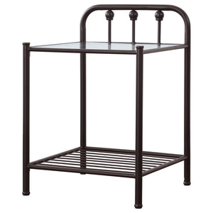 CoasterEveryday Livingston 1-Shelf Nightstand With Glass Top Dark Bronze