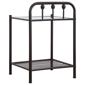 CoasterEveryday Livingston 1-Shelf Nightstand With Glass Top Dark Bronze