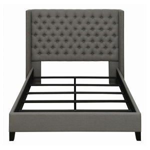 CoasterEssence Bancroft Demi-Wing Upholstered Bed Grey