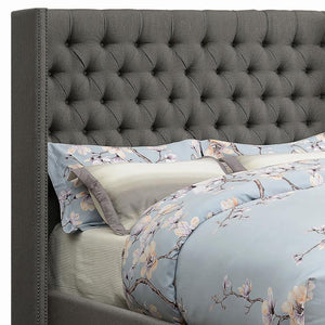 CoasterEssence Bancroft Demi-Wing Upholstered Bed Grey