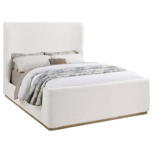 Nala Upholstered Wingback Platform Sleigh Bed Cream