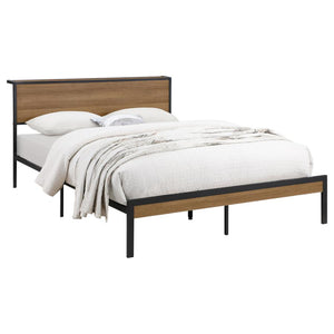 Ricky Platform Bed Light Oak And Black