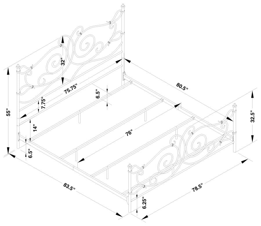 CoasterEssence Parleys Metal Bed With Scroll Headboard Dark Bronze