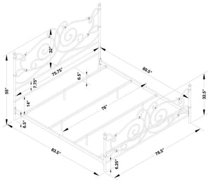 CoasterEssence Parleys Metal Bed With Scroll Headboard Dark Bronze