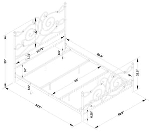 CoasterEssence Parleys Metal Bed With Scroll Headboard Dark Bronze