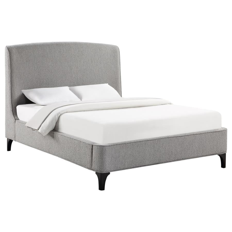 Mosby Upholstered Curved Headboard Platform Bed Light Grey