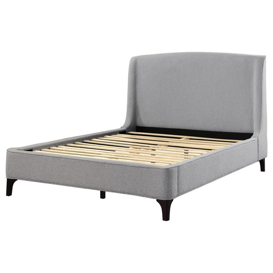 Mosby Upholstered Curved Headboard Platform Bed Light Grey