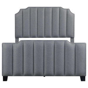 CoasterEssence Fiona Upholstered Panel Bed Light Grey