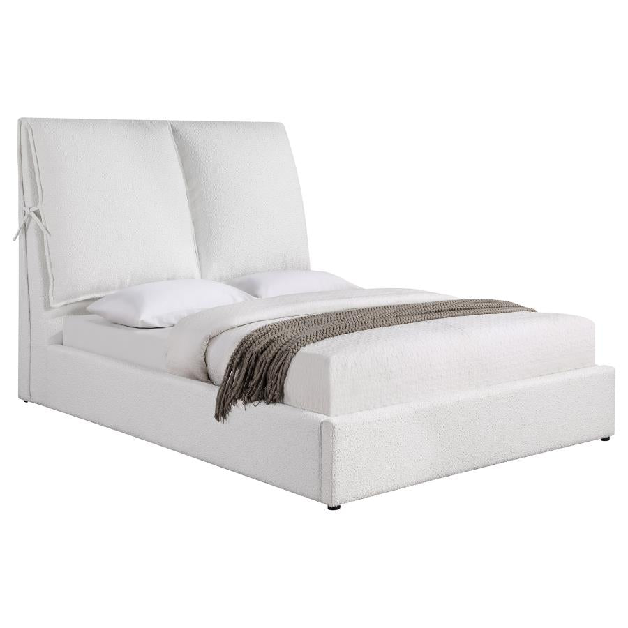 Nala Upholstered Wingback Platform Sleigh Bed Cream