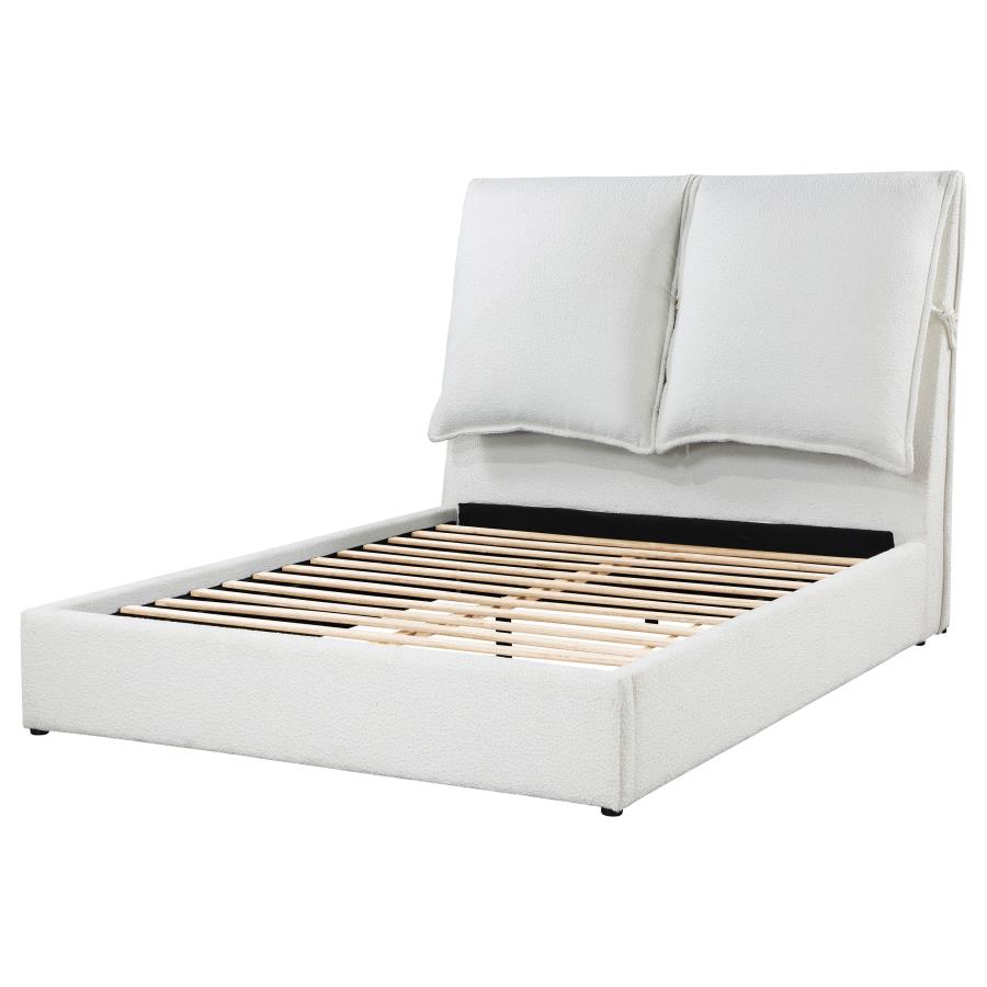 Nala Upholstered Wingback Platform Sleigh Bed Cream