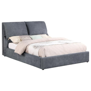 Laurel Upholstered Platform Bed With Pillow Headboard Charcoal Grey