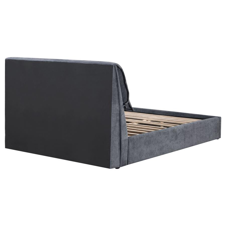 Laurel Upholstered Platform Bed With Pillow Headboard Charcoal Grey