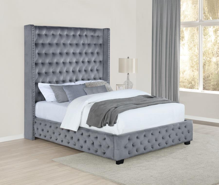 CoasterElevations Rocori Wingback Tufted Bed Grey