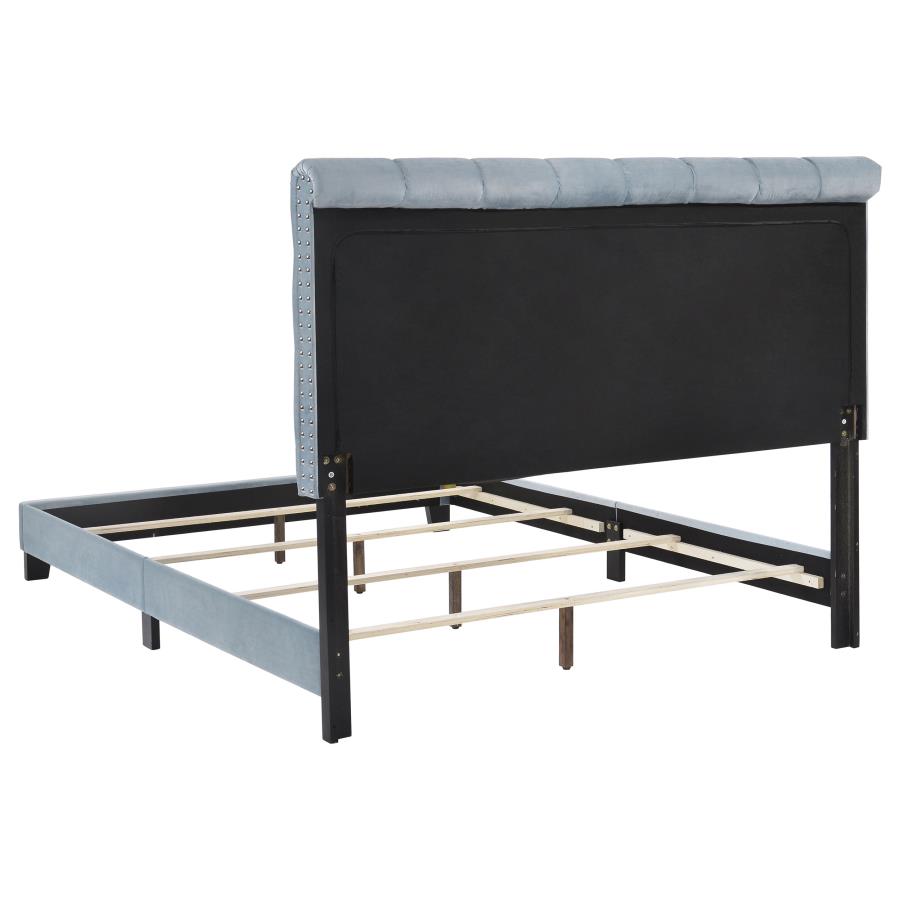 CoasterEssence Warner Upholstered Bed Slate Blue