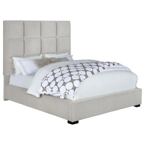 CoasterEssence Panes Tufted Upholstered Panel Bed Beige