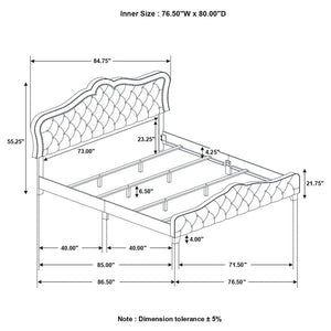 CoasterEssence Bella Upholstered Tufted Panel Bed Grey