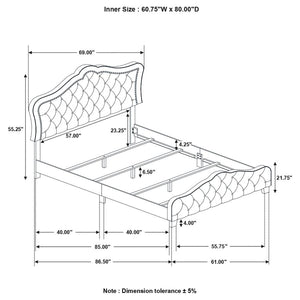 CoasterEssence Bella Upholstered Tufted Panel Bed Grey