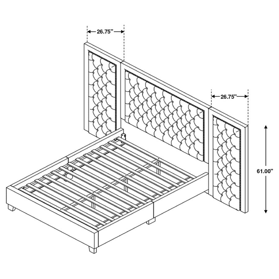 CoasterEssence Hailey Upholstered Platform Bed With Wall Panel Black